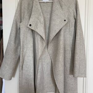 Vince Women's Cream Gray Funnel Neck Coat